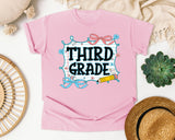 Third Grade Notebook Bow graphic tee in Blossom