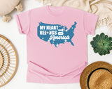 My Heart Belongs To America Blue graphic tee in Blossom