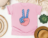 American Flag Peace Sign graphic tee in Blossom