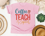 Coffee Teach Repeat graphic tee in Blossom