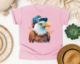 Eagle In Flag Hat Brown graphic tee in Blossom