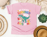 My Teacher Survived 100 Days Of Me Dino graphic tee in Blossom