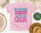 Roaring My Into 6th Grade graphic tee in Blossom