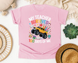 My Teacher Survived 100 Days Of Me Truck graphic tee in Blossom