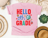 Hello 5th Grade Globe graphic tee in Blossom