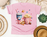 Patriotic Movie Snacks graphic tee in Blossom