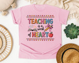 Teaching Is A Work Of Heart Grey 2 graphic tee in Blossom