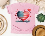 Patriotic Flag Heart graphic tee in Blossom