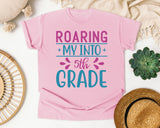 Roaring My Into 5th Grade graphic tee in Blossom
