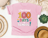 I Survived 100 Days Of School graphic tee in Blossom