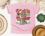 Rockin This Teacher Life Grey graphic tee in Blossom