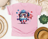 Patriotic Character With Flag graphic tee in Blossom