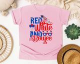 Red White And Boujee graphic tee in Blossom