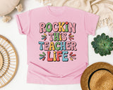 Rockin This Teacher Life Grey 2 graphic tee in Blossom