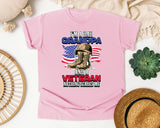 I'm A Dad Grandpa And A Veteran Nothing Scares Me Grey graphic tee in Blossom