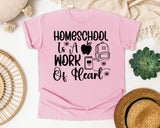 Homeschool Is A Work Of Heart graphic tee in Blossom