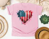 American Flag Heart Red graphic tee in Blossom