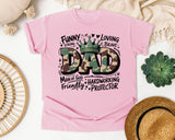 Funny Strong Loving Brave Dad graphic tee in Blossom
