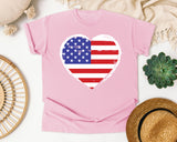 American Flag Heart White graphic tee in Blossom