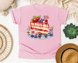 Patriotic Berry Cake Slice graphic tee in Blossom
