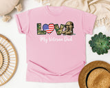Love My Veteran Dad graphic tee in Blossom