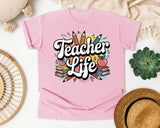 Teacher Life Pencils graphic tee in Blossom