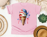 Patriotic Ice Cream Cone Grey graphic tee in Blossom