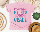 Roaring My Into 2nd Grade graphic tee in Blossom