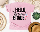 Hello Second Grade Pen graphic tee in Blossom