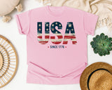 USA Since 1776 graphic tee in Blossom