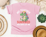 My Teacher Survived 100 Days Of Me graphic tee in Blossom