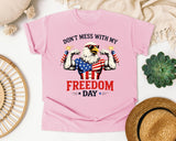 Don't Mess With My Freedom Day Grey graphic tee in Blossom