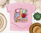 School Supplies Backpack Apple graphic tee in Blossom