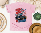 Red White And Boom graphic tee in Blossom