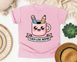 Teach Love Inspire Mug graphic tee in Blossom