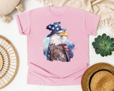 Eagle In Flag Hat Grey graphic tee in Blossom