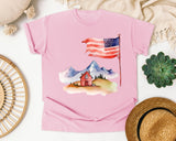 Flag Over Farmhouse graphic tee in Blossom