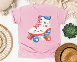 Patriotic Roller Skate graphic tee in Blossom