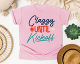 Classy Until Kickoff Navy graphic tee in Blossom