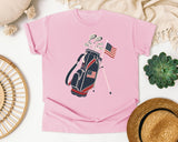 Golf Bag American Flag graphic tee in Blossom