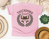 Touchdown Season Bow Wreath graphic tee in Blossom