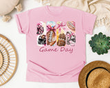 Game Day Football Bows graphic tee in Blossom