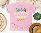 Little Sister Biggest Fan Bold graphic tee in Blossom