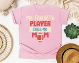My Favorite Player Calls Me Mom Cream graphic tee in Blossom
