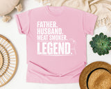 Father Husband Meat Smoker Legend White graphic tee in Blossom