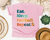 Eat Sleep Football Repeat Stacked graphic tee in Blossom