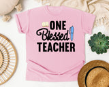 One Blessed Teacher Pen graphic tee in Blossom