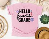 Hello Fourth Grade Backpack graphic tee in Blossom