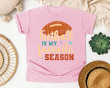 Football Is My Favorite Season Heart graphic tee in Blossom