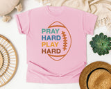 Pray Hard Play Hard graphic tee in Blossom